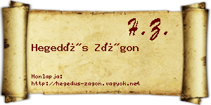 Hegedűs Zágon névjegykártya