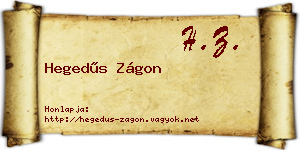 Hegedűs Zágon névjegykártya